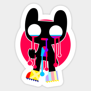 Black Drip Cat Doodle WOZZ Sticker